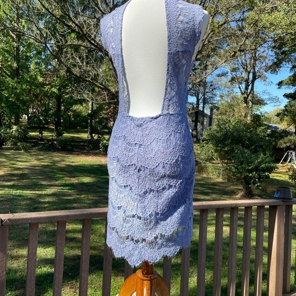 Free People crochet dress, steel grey violet. Open back - Picture 6 of 10